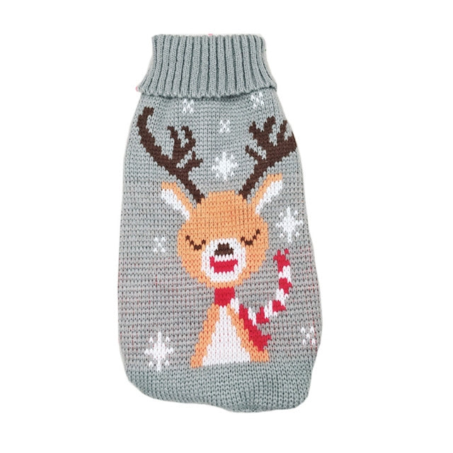 Pet Dog Cat Christmas Maple Snowflake Turtleneck Knitted Sweater Pet Clothes UK PET HOUSE