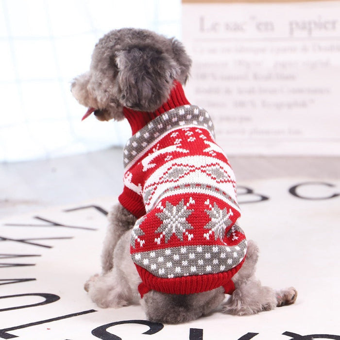 Pet Dog Cat Christmas Print Turtleneck Knitted Sweater Unbranded