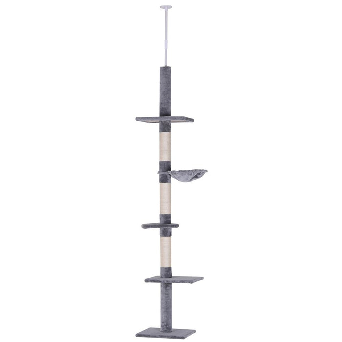 Adjustable 5-Tier Cat Scratching Tree - Floor to Ceiling UK PET HOUSE