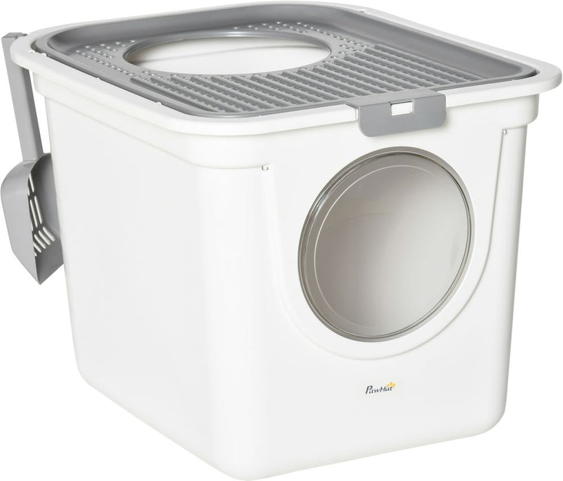 Cat Litter Tray Box Toilet w/ Front Entrance, Top Exit, Scoop UK PET HOUSE
