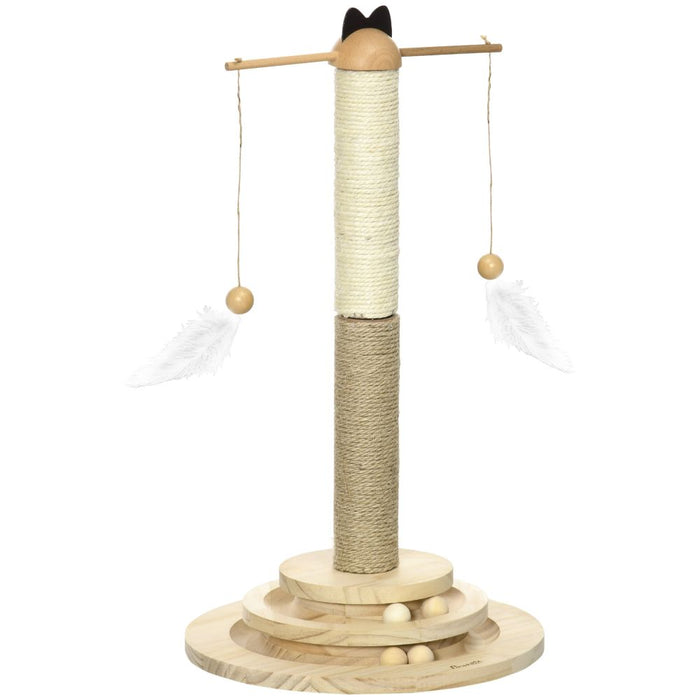 Cat Tree w/Turntable Interactive Toy Ball, Jute and Sisal Scratching Post UK PET HOUSE