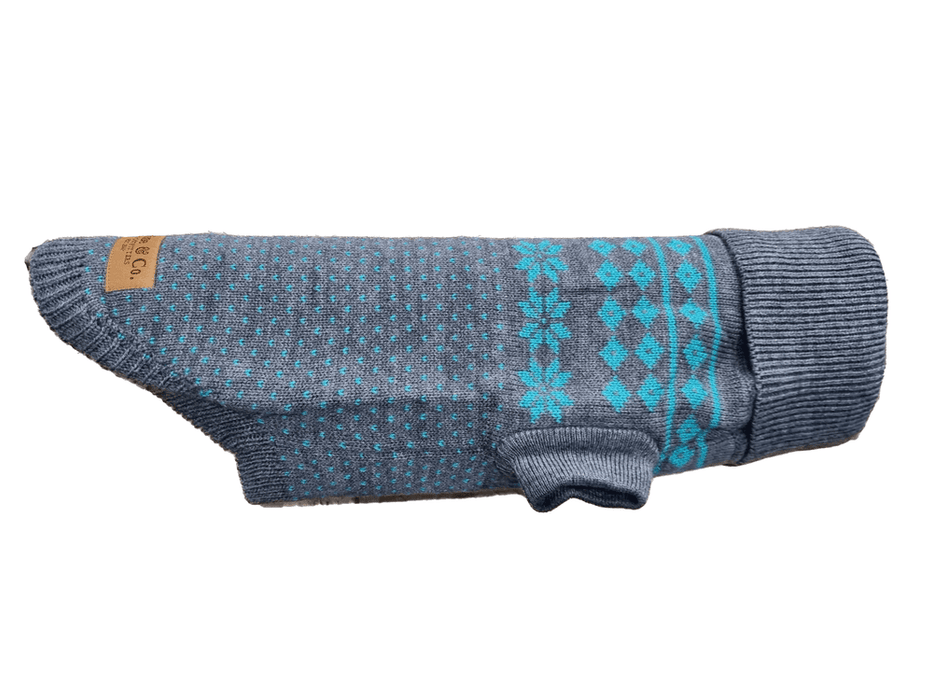 The Bailey Fair Isle - Teal on Grey UK PET HOUSE