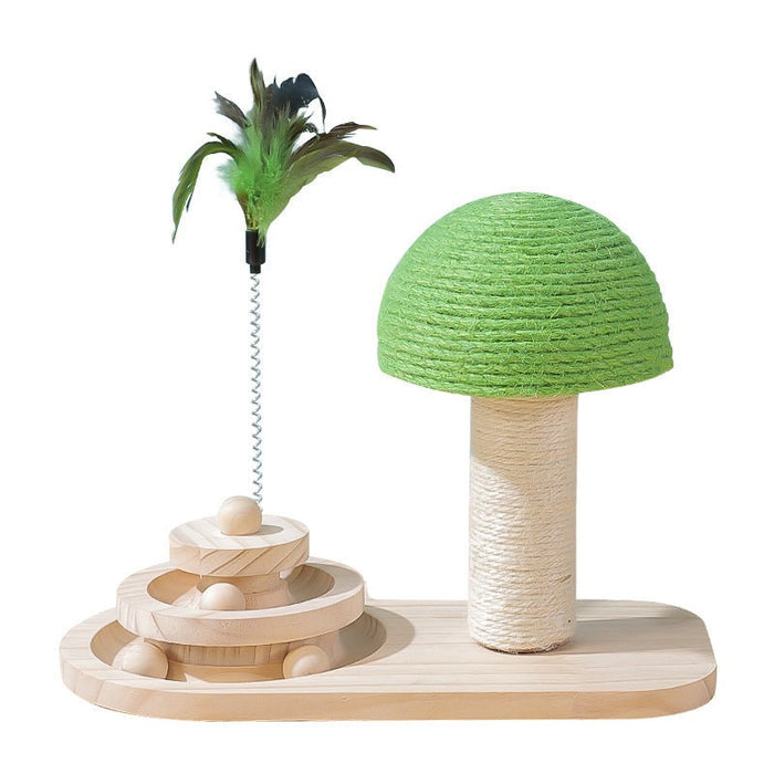 Wooden Cat Turntable Track Toy w/ Scratching Post UK PET HOUSE