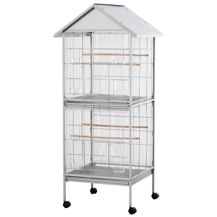Wrought Metal Bird Cage Feeder for Small and Medium Sized Birds White UK PET HOUSE