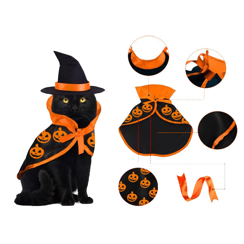 Pet Dog Cat Halloween Witch Cloak & Hat Set Unbranded