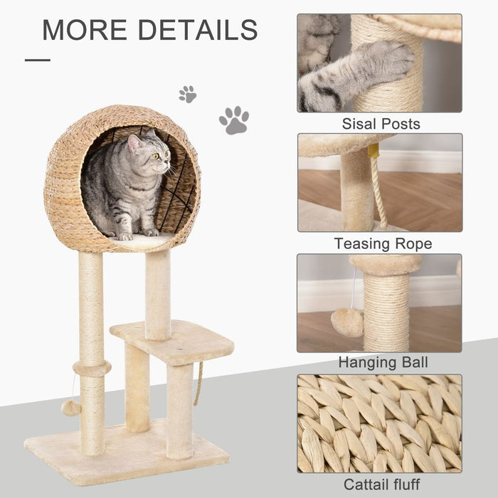 100cm Cat Tree Tower Kitten Climbing Tower W/ Scratching Post Condo  Pawhut UK PET HOUSE