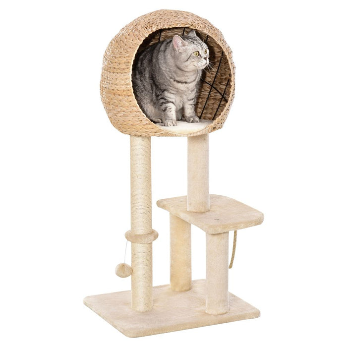 100cm Cat Tree Tower Kitten Climbing Tower W/ Scratching Post Condo  Pawhut UK PET HOUSE