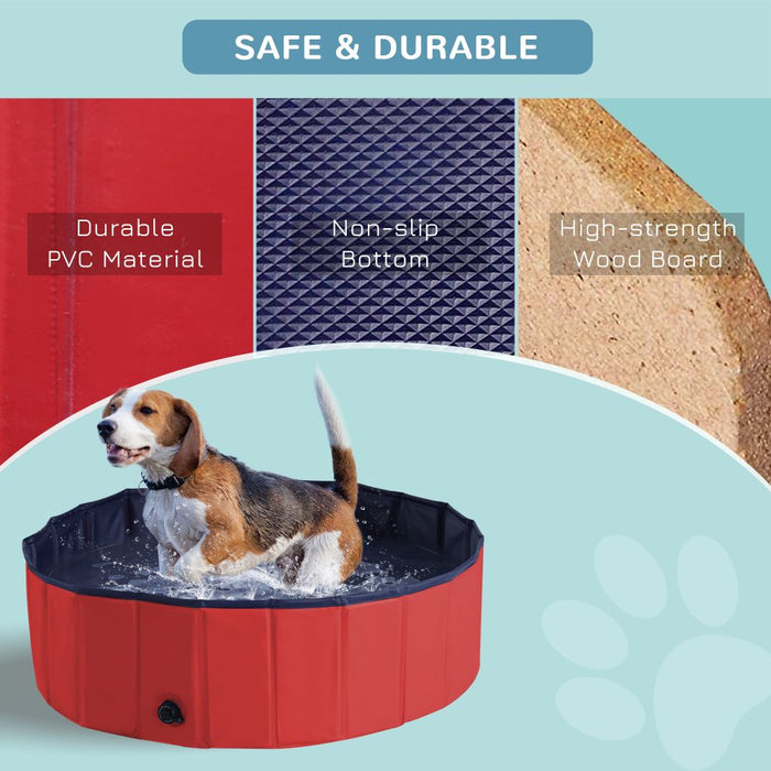 100cm Foldable Pet Swimming Pool - Red UK PET HOUSE