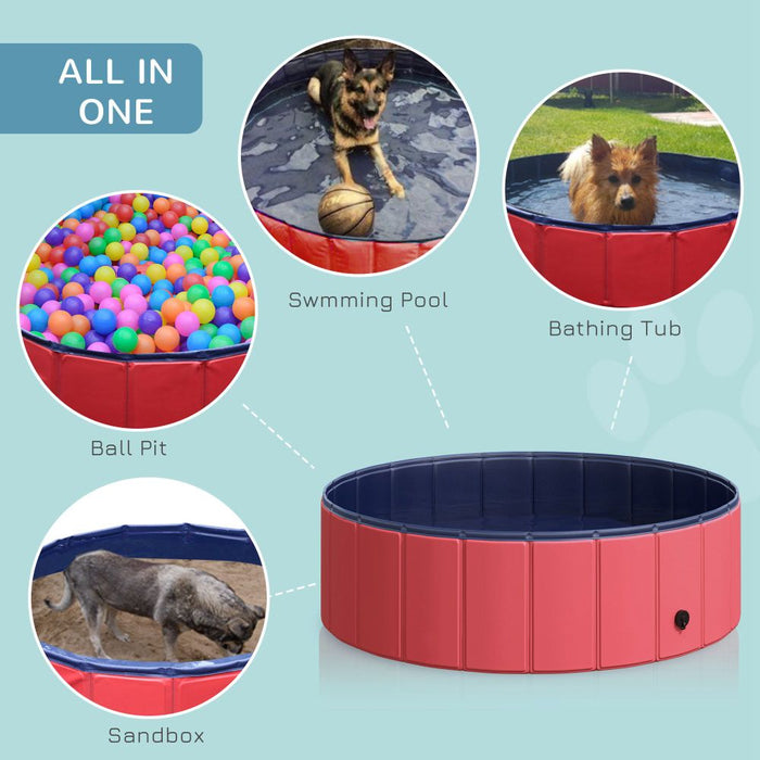 100cm Foldable Pet Swimming Pool - Red UK PET HOUSE