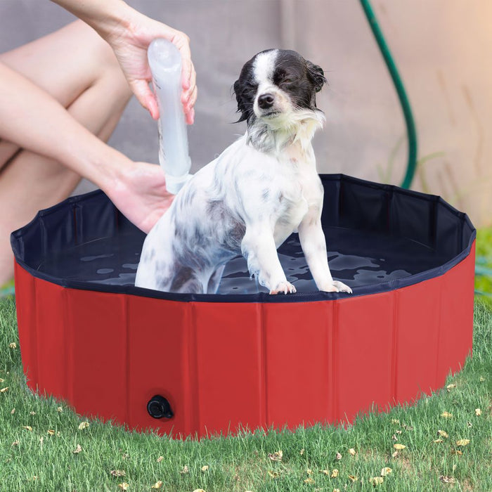 100cm Foldable Pet Swimming Pool - Red UK PET HOUSE