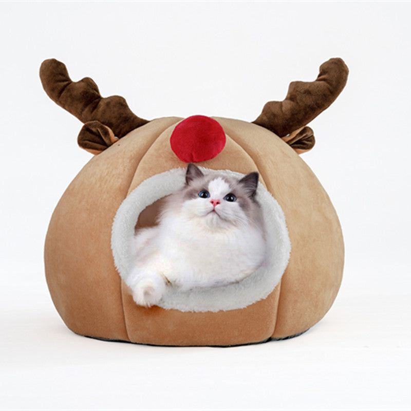 Pet Cat Dog Tent Christmas Reindeer Kennel Unbranded
