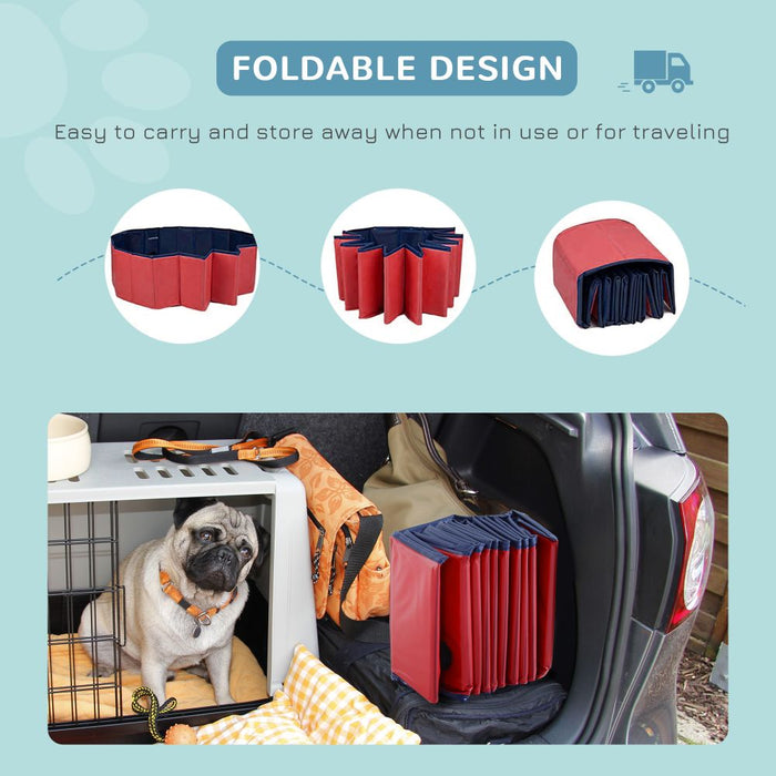 120cm Foldable Pet Paddling Pool Indoor/ Outdoor - Red UK PET HOUSE