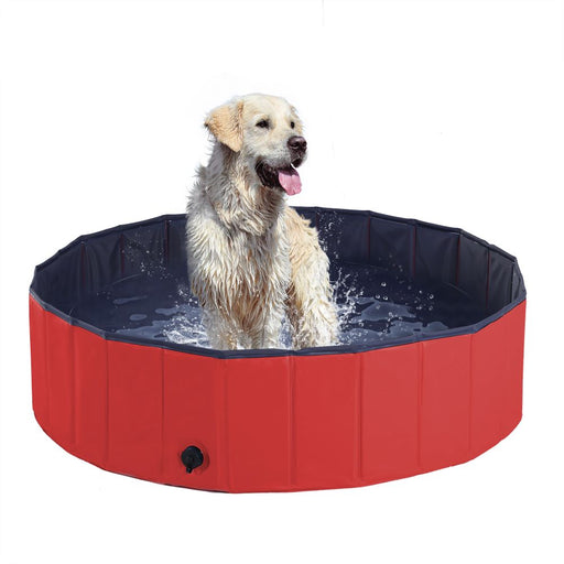 120cm Foldable Pet Paddling Pool Indoor/ Outdoor - Red UK PET HOUSE