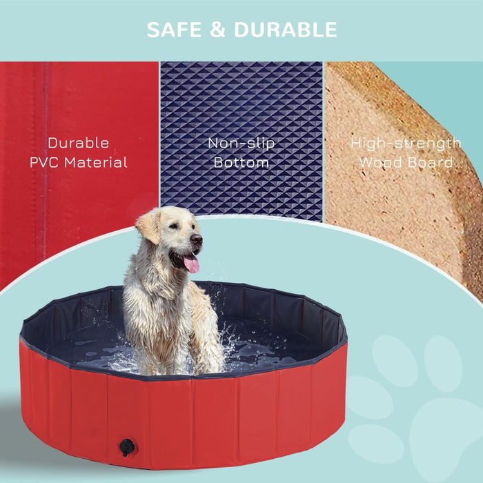 120cm Foldable Pet Paddling Pool Indoor/ Outdoor - Red UK PET HOUSE