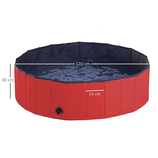 120cm Foldable Pet Paddling Pool Indoor/ Outdoor - Red UK PET HOUSE