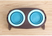 Pet Cat Dog Collapsible Bowl with Stand Unbranded