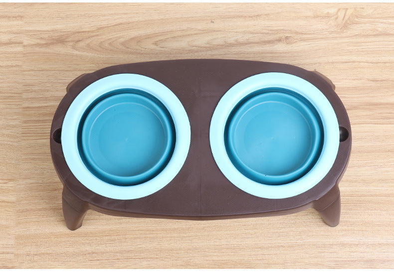 Pet Cat Dog Collapsible Bowl with Stand Unbranded