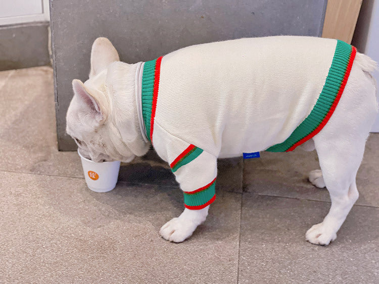 Striped Knitted Winter Pet Sweater – Warm Dog & Cat Cardigan for Bichon, Schnauzer & Small Breed UK PET HOUSE