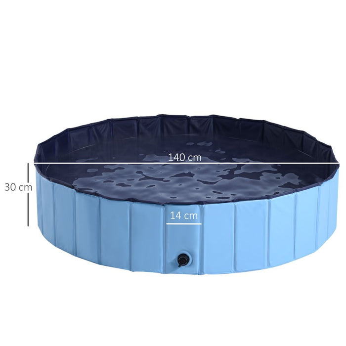 140cm Foldable Pet Swimming Pool Indoor/Outdoor - Blue UK PET HOUSE