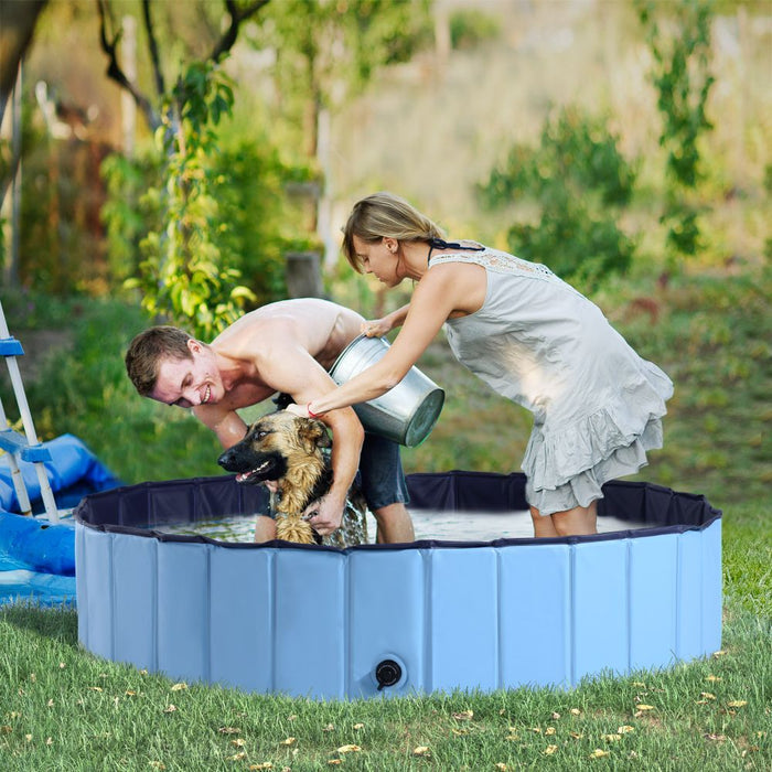 140cm Foldable Pet Swimming Pool Indoor/Outdoor - Blue UK PET HOUSE