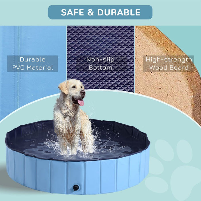 140cm Foldable Pet Swimming Pool Indoor/Outdoor - Blue UK PET HOUSE