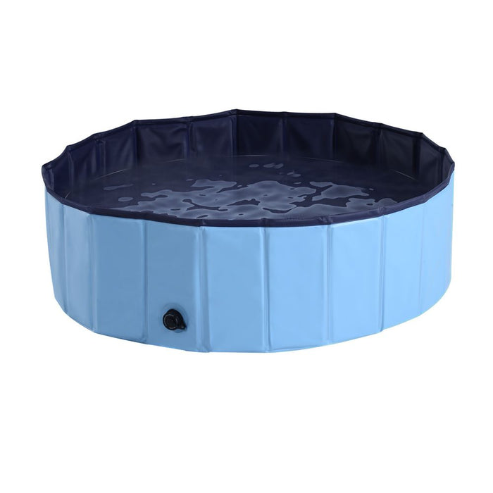 140cm Foldable Pet Swimming Pool Indoor/Outdoor - Blue UK PET HOUSE