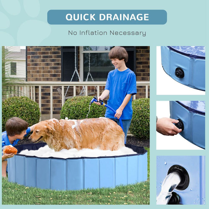 140cm Foldable Pet Swimming Pool Indoor/Outdoor - Blue UK PET HOUSE