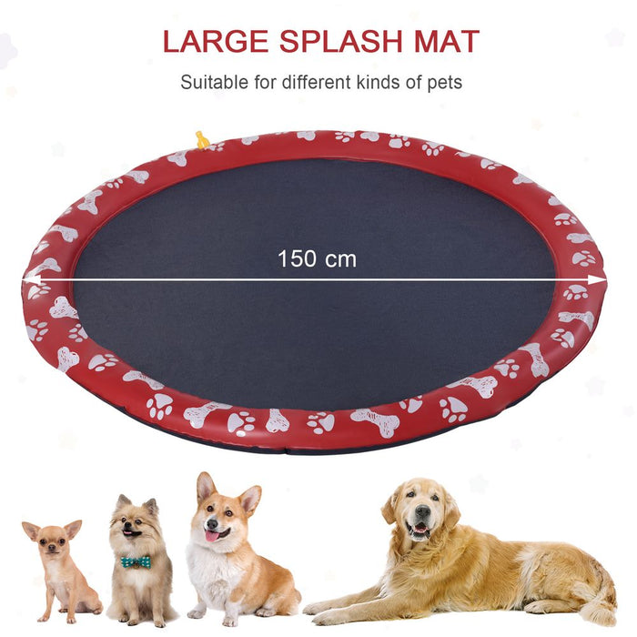 150cm Splash Pad Sprinkler for Pets Non-slip - Red UK PET HOUSE