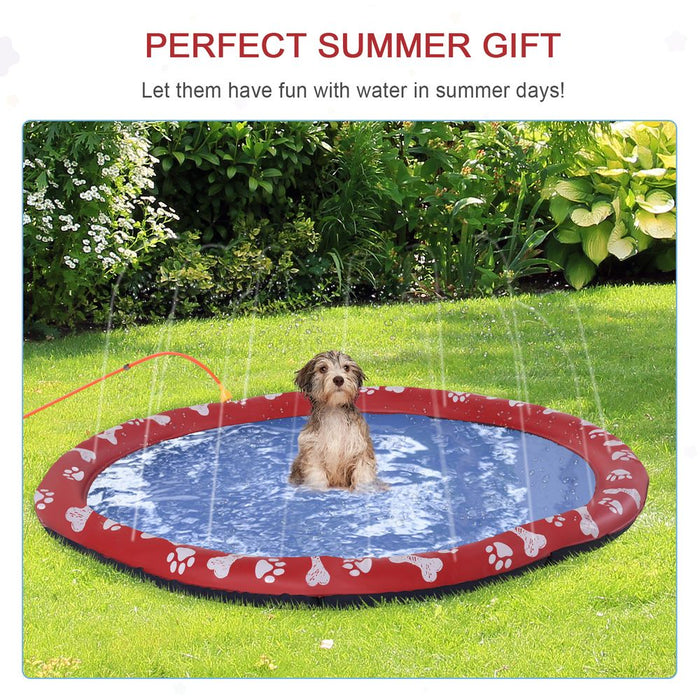 150cm Splash Pad Sprinkler for Pets Non-slip - Red UK PET HOUSE