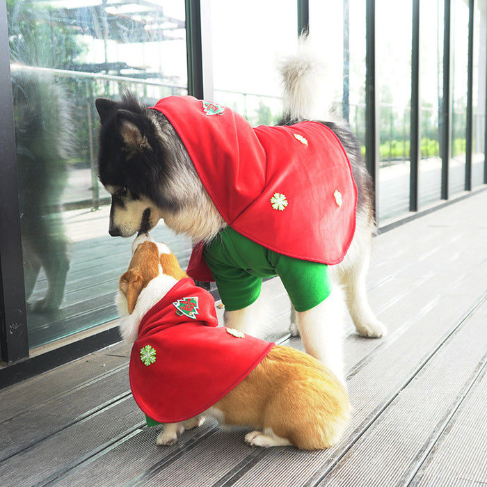 Pet Dog Cat Christmas Embroidered Red Cloak