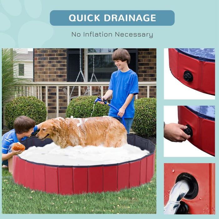 160cm Portable & Foldable Pet Paddling Pool - Red UK PET HOUSE