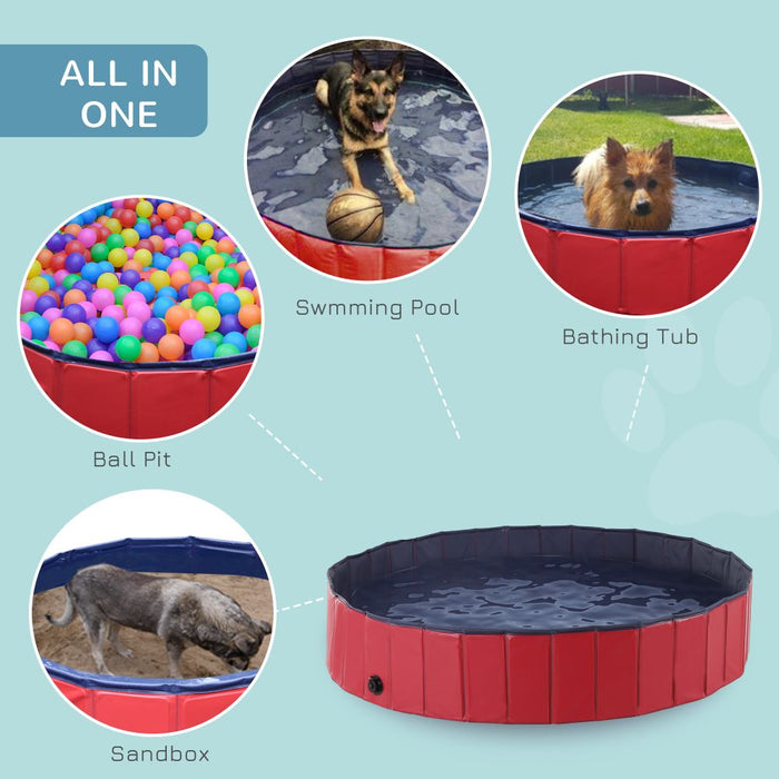 160cm Portable & Foldable Pet Paddling Pool - Red UK PET HOUSE