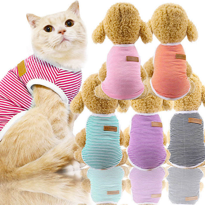 Pet Dog Cat Striped Vest Clothes Cotton