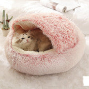 Pet Cat Dog 2 In 1 Winter Bed Round Plush Warm Bed House Soft Long Plush UK PET HOUSE