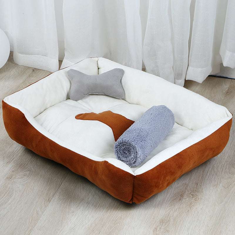Pet Cat Dog Brown Bed Kennel with Blanket for Different Sizes UK PET HOUSE