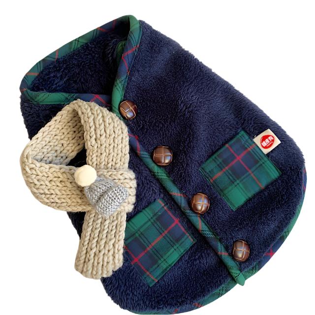 Pet Dog Cat Christmas Jacket with Knitted Scarf