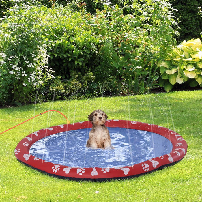 170cm Splash Pad Sprinkler Pool for Pets /Outdoor - Red UK PET HOUSE