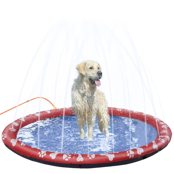 170cm Splash Pad Sprinkler Pool for Pets /Outdoor - Red UK PET HOUSE