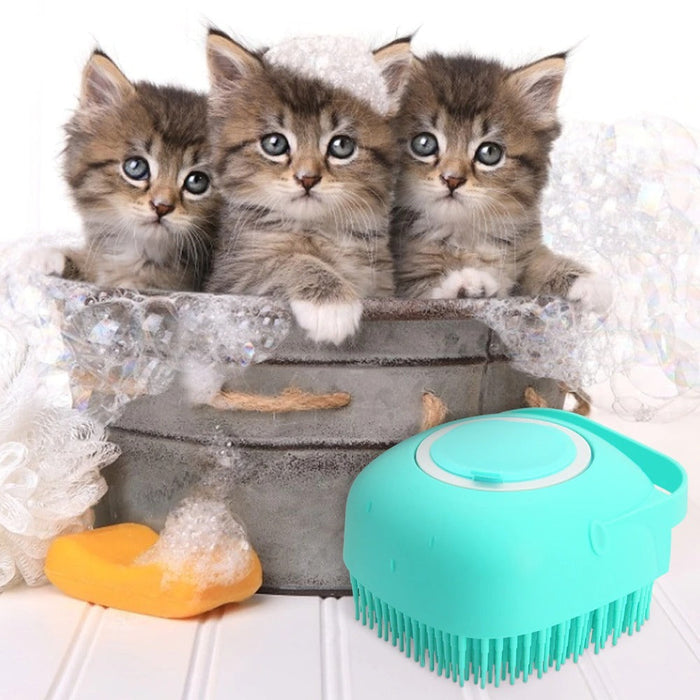 Pet Grooming Brush – Soft Silicone Shampoo Massager for Bathing DOG n KITTY