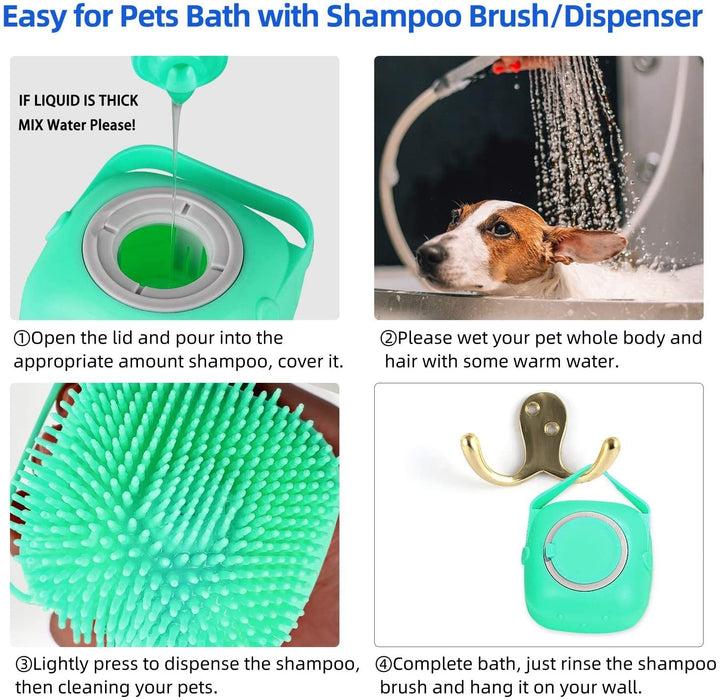 Pet Grooming Brush – Soft Silicone Shampoo Massager for Bathing DOG n KITTY