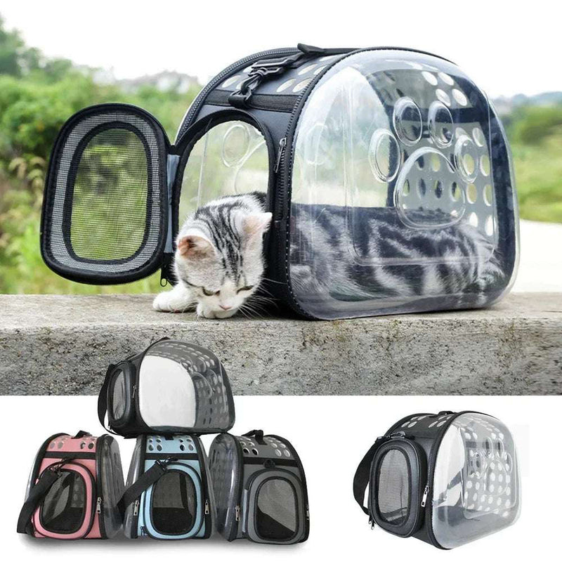 Pet Cat Carrier Bag Foldable Transparent Cage Portable Travel Breathable Cat Transport Bag Basket Backpack Handbag Pet Supplies eprolo