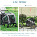 2-In-1 Dog Bike Trailer Pet Stroller with Universal Wheel Reflector Flag Grey UK PET HOUSE