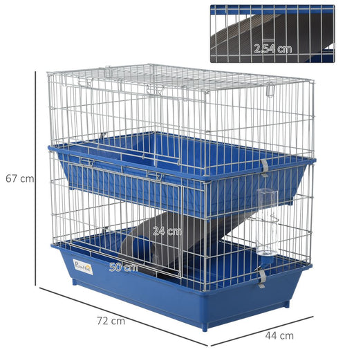 2-Tier Small Animal Cage for Rabbit Ferret Chinchilla w/ Accessories Ramp UK PET HOUSE