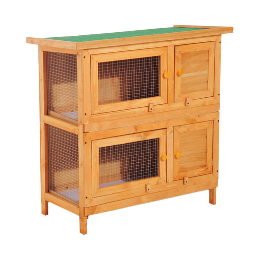 2-tier Rabbit Hutch Small Animal Wooden Bunnies House UK PET HOUSE