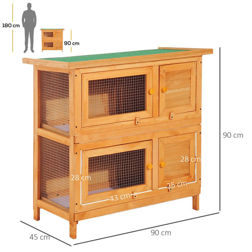 2-tier Rabbit Hutch Small Animal Wooden Bunnies House UK PET HOUSE