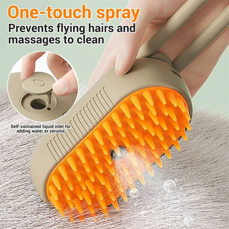 3-in-1 Electric Pet Steam Brush – Grooming Comb with Spray & Massage DOG n KITTY