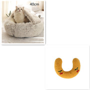 Pet Cat Dog 2 In 1 Winter Bed Round Plush Warm Bed House Soft Long Plush UK PET HOUSE