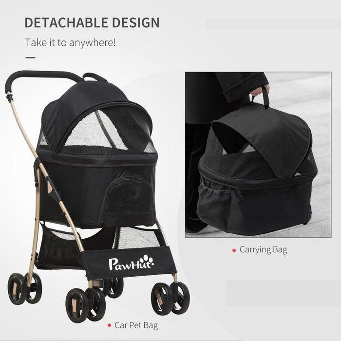 3 In 1 Pet Detachable Stroller (Black) UK PET HOUSE