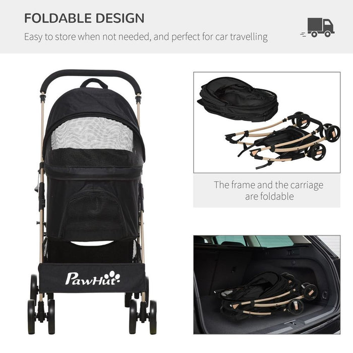 3 In 1 Pet Detachable Stroller (Black) UK PET HOUSE