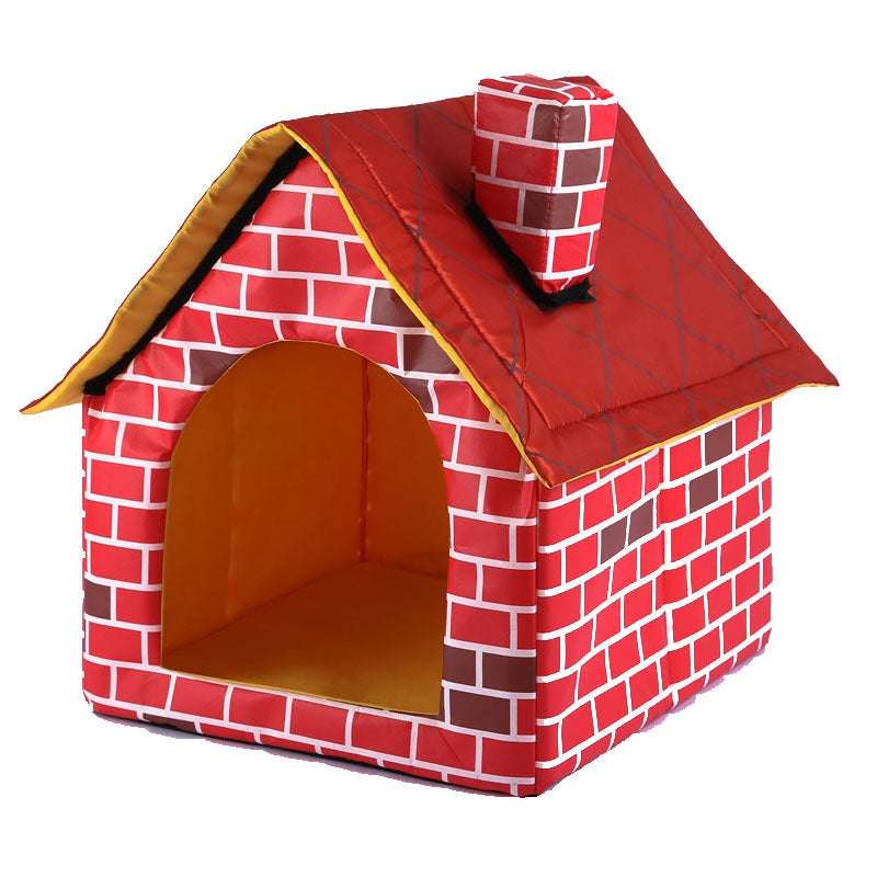 Pet Villa House – Chimney Style Cozy Nest for Cats & Small Dogs, Plush Indoor Bed UK PET HOUSE